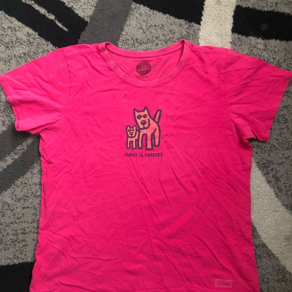 Life Is Good Hot Pink Logo Tee